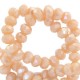 Faceted glass beads 3x2mm disc Bermuda pink-pearl shine coating